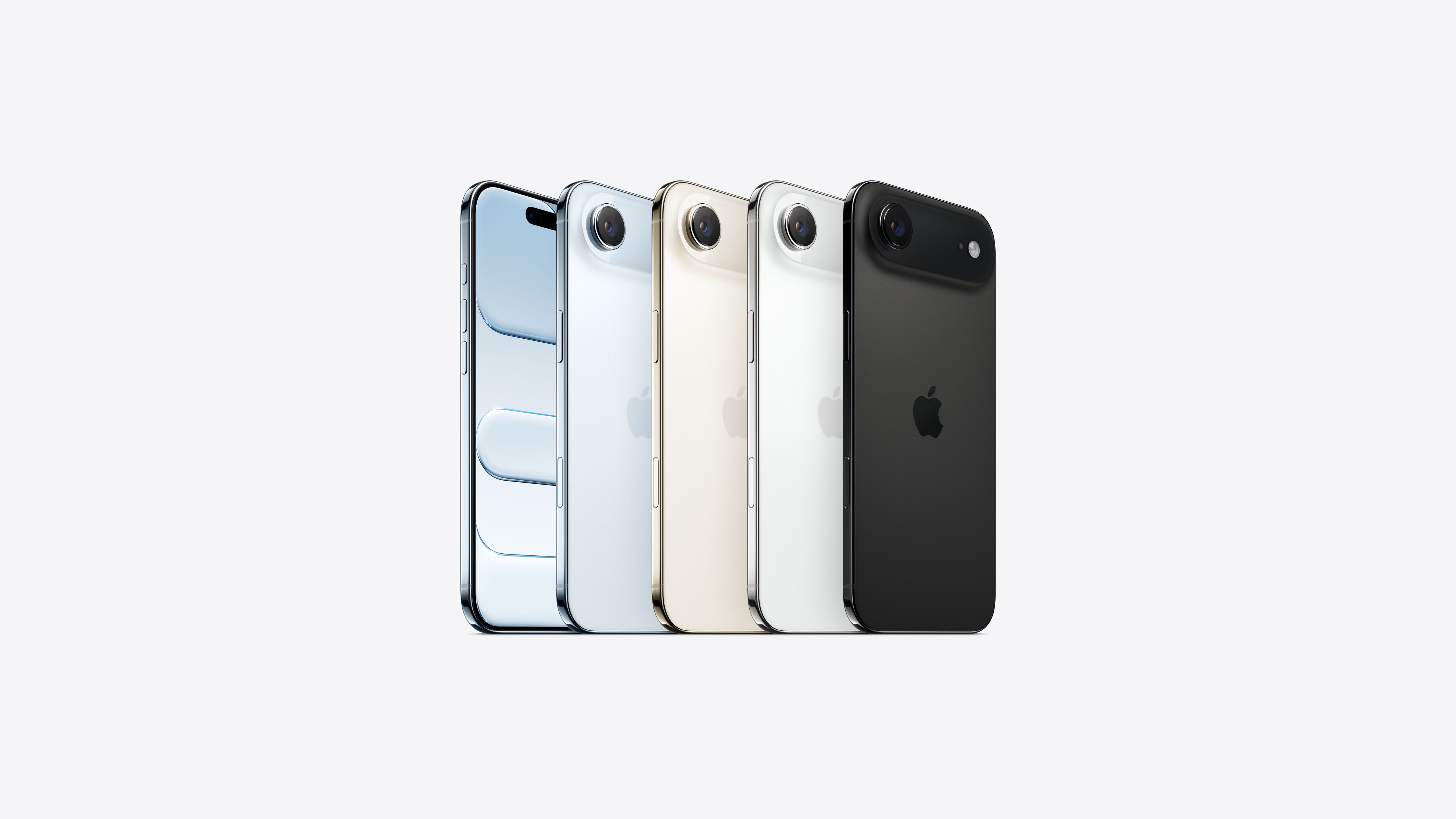 iPhone Air 全部四種顏色：天藍色、淺金色、浮雲白色、太空黑
